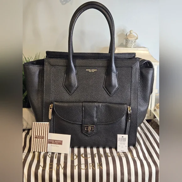 Henri Bendel The Rivington Black Leather Convertible Tote - Picture 1 of 16